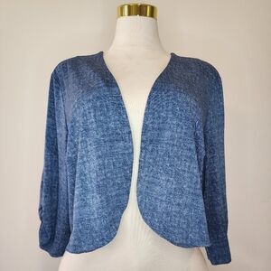 Preceptions Womans 3X Denim Blue Color Cropped Cardigan